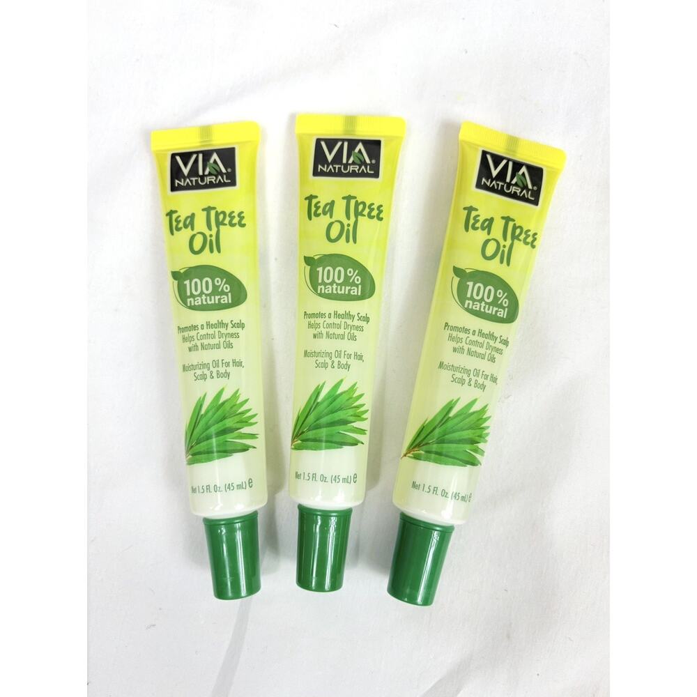 Via Natural TEA TREE OIL For Hair Scalp & Body Healthy Scalp/Dryness - Lot of 3